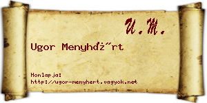 Ugor Menyhért névjegykártya
